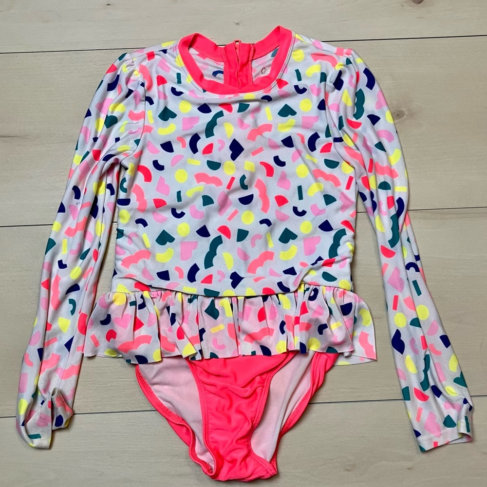Cat & jack kids long sleeve swimsuit one piece confetti summer beach